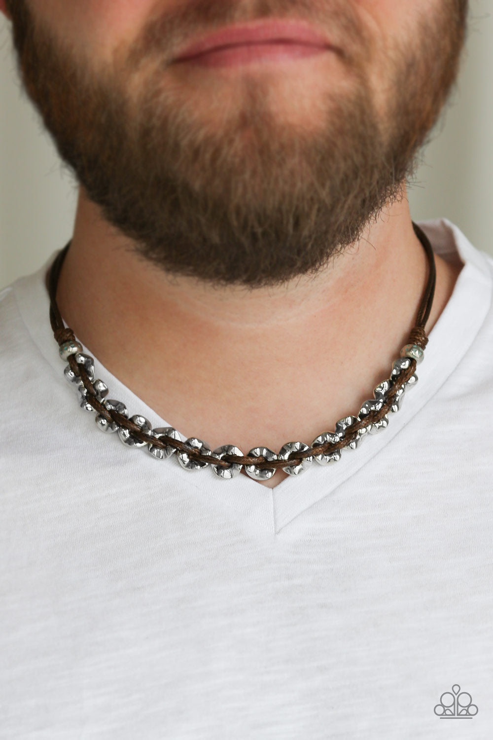 Men's Necklace and Bracelet Set - Brown